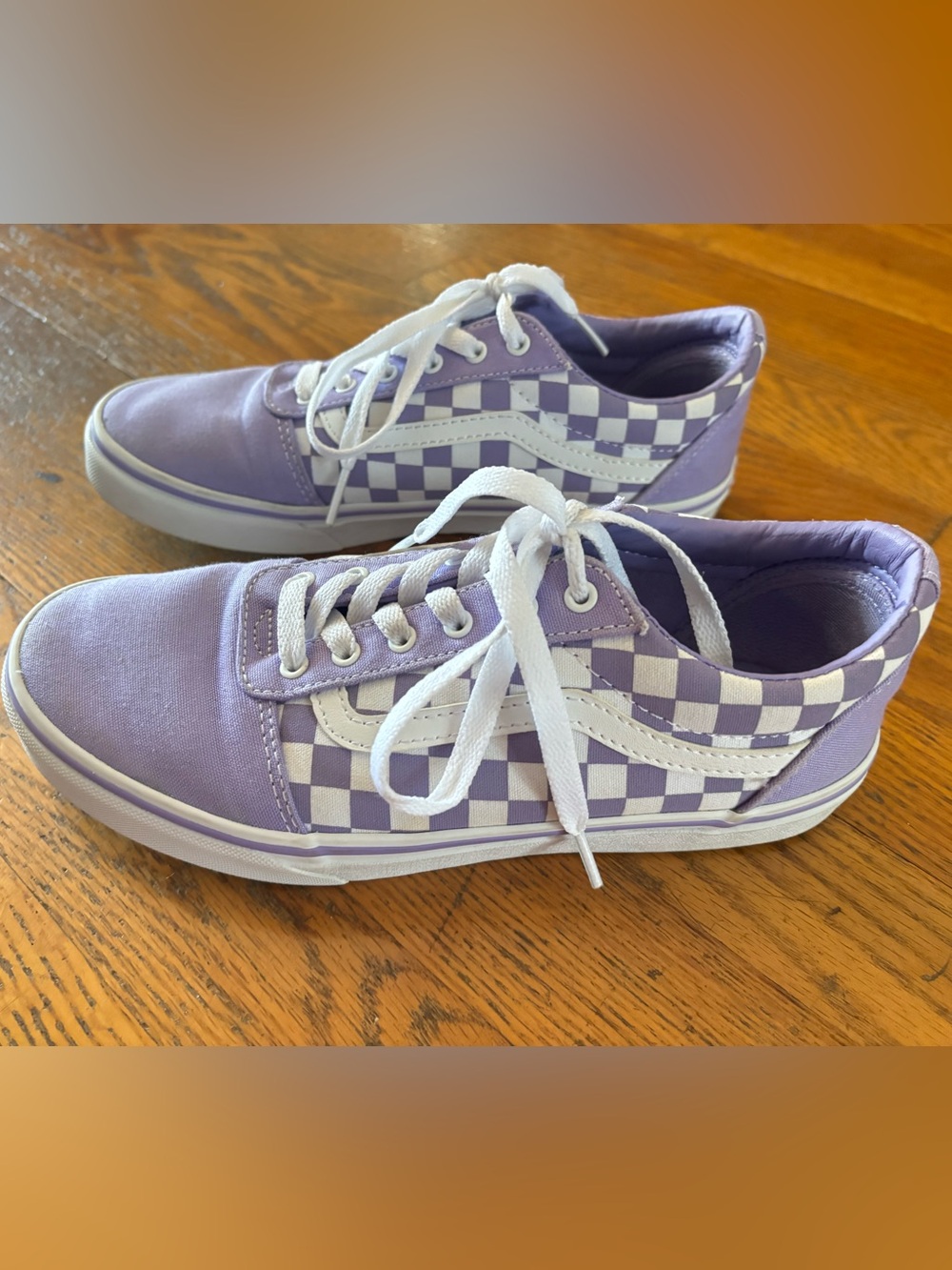 Vans Lavender and White Checkerboard Old Skool Sneakers